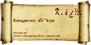 Kenyeres Ákos névjegykártya
